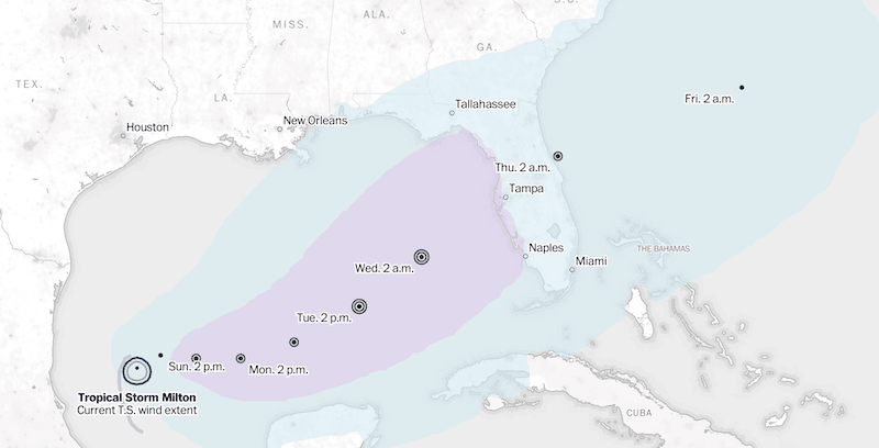 Sustained winds are at least 74 mph for hurricanes and 39 mph for tropical storms. All times Eastern. Source: National Weather Service.